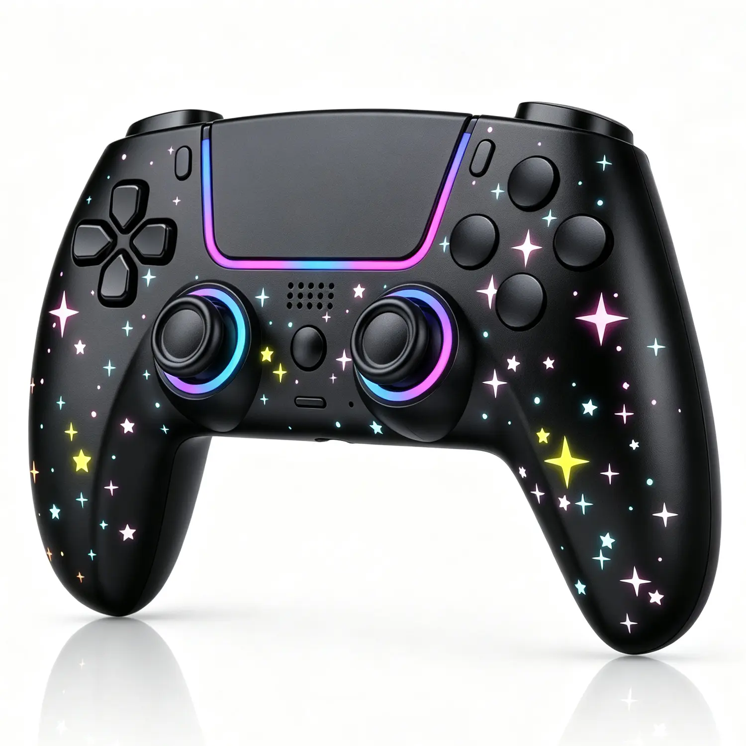 Garyki RGB Colorful Wireless Game Controller for PS5/Pro/Slim Console, PS5 Accessories with Programming Button, Mic Support, 3.5mm Audio Jack, Dual Vibes, Motion Sensing - Stars