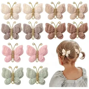 2pcs Cute Cartoon Butterfly Hair Clips, Fashionable Hair Accessories for Girls, Simple Solid Color Seamless Bang Clips, Suitable for Party and Everyday Outfits
