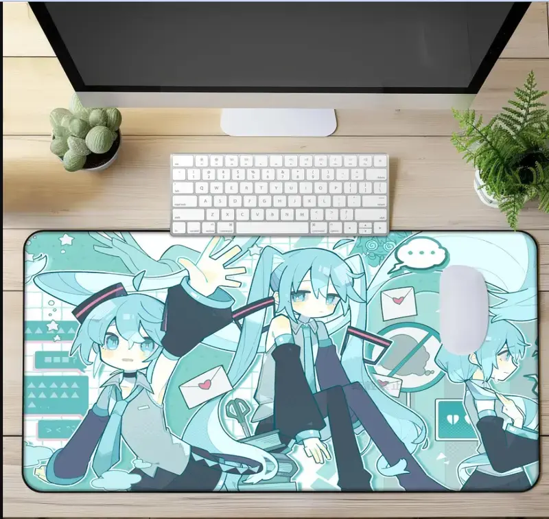 Hatsune Miku Desk Mat - Vocaloid Themed Mousepad, Round Neck Classic Man Top for Miku Fans