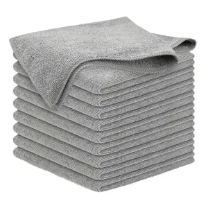 Black Microfiber Cleaning Cloths, Ultra Soft Highly Absorbent Reusable Towels, Multi-Purpose Wash Rags for Car Washing Detailing, Kitchen & Household Cleaning