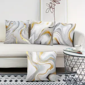 4Ps, Modern Light Luxury Style Pillowcase, Pattern Inspired by Marble Texture, 18*18 Inch Pillowcase, Home Decoration, Holiday Decoration Pillowcase Suitable for Sofa, Sofa Cushion, Daily Home Decoration And Gift - Sided Printing No Pillow Core