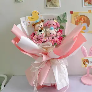 Handmade Crochet Flower Bouquet, crochet doll flower, plush amigurumi, Customized Color | Mother's day, Graduation, Valentines Gift, Home decorations