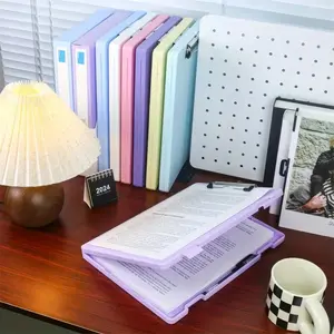 Purple File Folder Organizer Box, Large Desktop Document Storage Holder for Office Supplies, Collapsible Accordion File Box with Lid, Letter/A4 Size Paper Case for Home School or Business Use