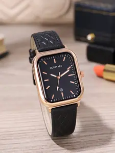 New Women's Quartz Watch, High-End Square Fashion Wristwatch with Leather Strap and Calendar, Stylish Ladies' Timepiece, Square Dial Wristwatch, Fashionable Analog Watch