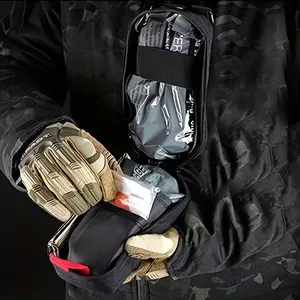 Portable Outdoor First Aid Kit with Molle System, Durable Polyester Blend, Zipper Closure, Ideal for Camping, Hiking, Traveling, Hunting