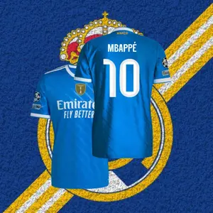 2526 Away Blue Short sleeved jersey No. 10 Mbappé soccer Jersey