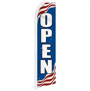 Open Patriotic Swooper Flutter Feather Flag - Welcome Business Flag for Promotions