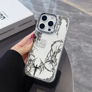Art Y2K Vintage Gothic Metal Frame Transparent Phone Case, Full Coverage Tpu for iPhone 6-17 Pro Max, Anti-Drop Scratch Resistant Gift