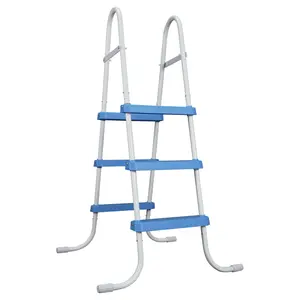 Above Ground Pool Ladder, 3-Step Steel A-Frame Swimming Pool Stairs for 42 in High Wall, 300 lbs Capacity Entry/Exit Steps with Secure Non-Slip Sturdy Wide Step, Easy Setup, Gray & White