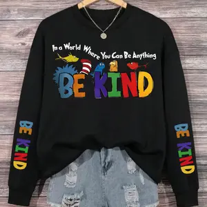 "Be Kind" Positive Message Sweatshirt – Colorful & Cozy Statement Pullover Be Kind Sweatshirt, Positive Message Pullover, Motivational Graphic Hoodie Kindness Graphic Sweatshirt, Colorful Lettering Pullover, Inspirational Teacher Outfit