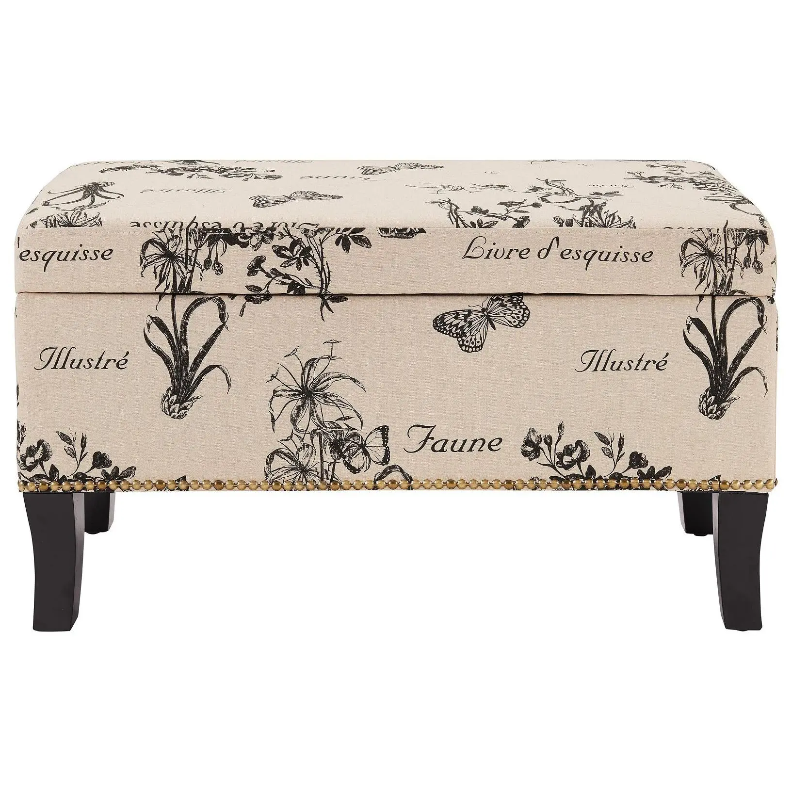Linon Home Juliet Botanical Linen Storage ChestOttoman Linon Home Juliet Botanical Linen Storage ChestOttoman