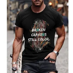 15-Color Crew Neck Printed T-Shirt - Western-Style Cross-Border Summer Bestseller - Pure Cotton, Casual, Versatile, and Stylish Short-Sleeve Men's Top
