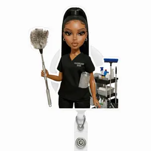 Housekeeper Barb Med Barb Badge Reel