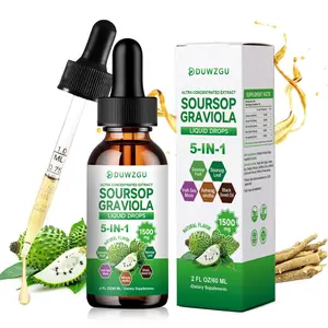 Liquid Soursop Drops, with Soursop Leaf Extract, Soursop Fruit Extract, lrish Sea Moss Extract, Black Seed Oil Extract and Ashwagandha Extract, Antioxidant & Anti-inflammatory, Supports Digestion, Protects Cardiovascular Health, and Promotes Calmness
