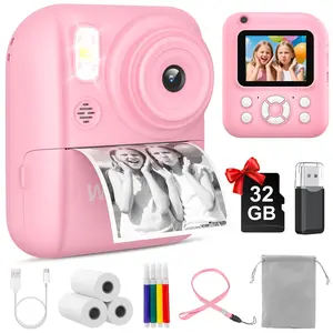 W&O Rechargeable Instant Print Camera for Kids,HD digital camera with thermal paper, educational children's toy camera, protable Kid's camera, includes 32GB SD card