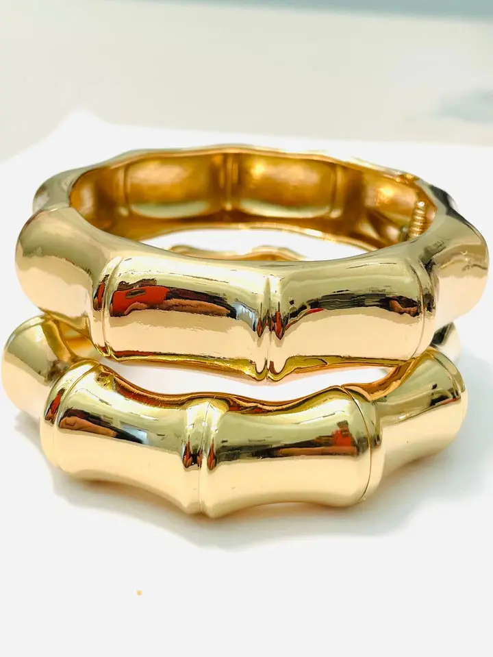 Miss Big Deal- Large Bamboo Hinged 2pc Bangle Bundle (limited time)