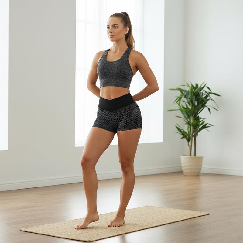 Women High Waist Workout Shorts, Textured Booty Lift Scrunch Butt Anti-Cellulite Gym Yoga Shorts