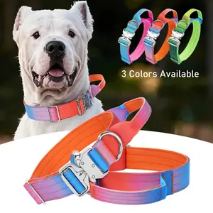 Medium-Large Dog Collar, Fashion Gradient Color Dog Collar, High Strength Metal Buckle Tactical Collar for Medium-Large Dogs