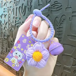 3 PCs Colorful Hand-woven Knitted Wool Flower Keychain
