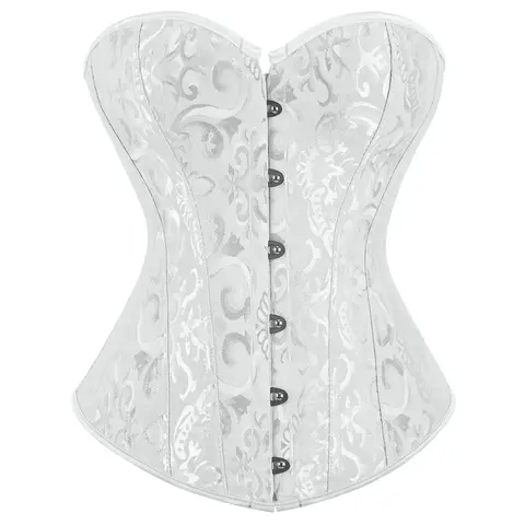 Parlsdy Corsets for Women White Black Corset Top Sexy Bustier Lingerie Waist Cincher Costume Tops Halloween Gothic Party Outfit 2340-T1