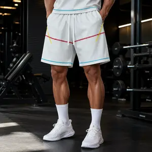 Men’s Black Athletic Gym Shorts, Loose Fit Drawstring Workout Shorts, Contrast Stitching Running Shorts, Basketball Training Summer Shorts for Men