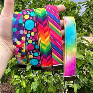Bright Keychain Wristlets - Keyfob - Lanyard - Keychain Fabric - 6 Inch Cotton Strap with 4 Layers for Easy Identification & Durability