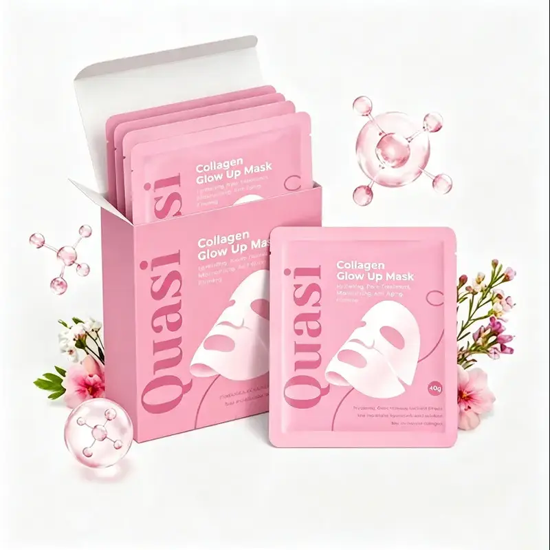 Quasi Collagen Glow Up Mask 2.0, BioCollagen Face Mask, Firm Skin Deep HydratingMasks for Wrinkle Reduction and PoreMinimization - Glow like Glass Skin (4Pcs/1Box)  #sohochic