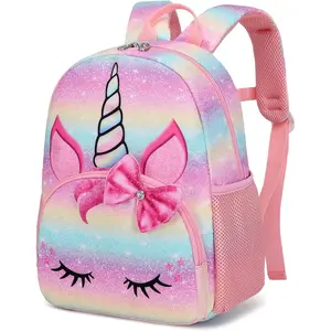 Unicorn Toddler Backpack Girls Mini Backpack for Kids, Lightweight Preschool Backpack for Kindergarten Little Girls Bookbag With Chest Strap
