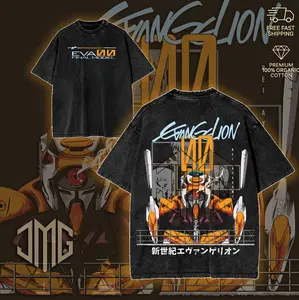 EVA-00-Neon Genesis Evangelion Washed Heavy Cotton T-Shirt | Unisex Anime Manga Tee and Evangelion Fans Fabric Menswear Top Tshirt Clothing Collar Seamless Oversized Streetwear Hoodie Kangaroo graphic sweatshirt merch gift
