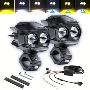 2PCS Motorcycle Auxiliary LED Lights – 3000+ Lumens, 6 Lighting Modes, 12V Hardwired, Super Bright for ATV, Truck, Bike