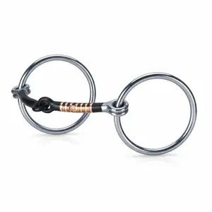 Weaver Leather Sweet Iron Snaffle Bit with Copper Inlay - 5" Curved Mouth, 3" Stainless Steel Rings