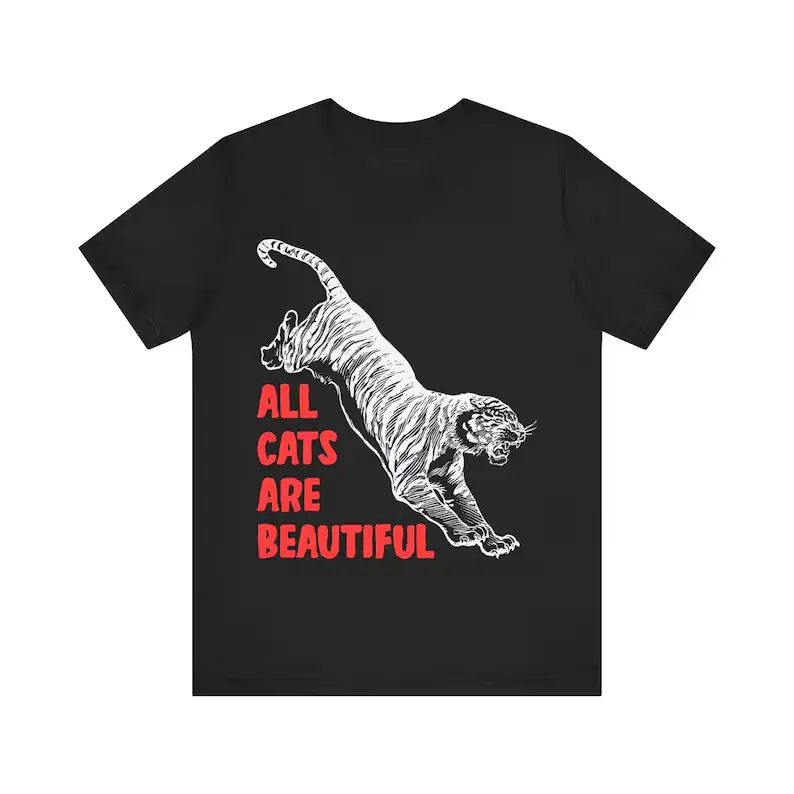 All Cats Are Beautiful Graphic T‑Shirt, Cute Kitty Lover Unisex Short‑Sleeve Tee, Cat Owner Casual Top, Lovely Cat Themed Gift