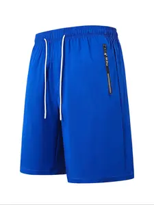 Men's Solid Color Plain Drawstring Waist Shorts, Regular Fit Athletic Casual Pocket Zipper Shorts for Summer, Fashion Men's Bottoms for Daily Wear