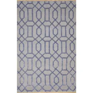 Classic Lush Blue Hand Knotted Wool & Viscose Rug