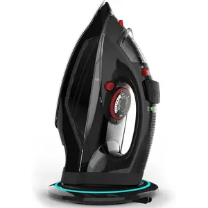 Cordless Iron for Clothes, 1500W Steam Iron Rapid Heating, Non-Stick Ceramic Soleplate, Auto Shut Off, Burst of Steam, Self-Clean, Anti Drip, 3 Temperature Settings, 11.84oz Water Tank, Black
