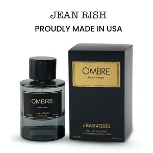 Ombre, Jean Rish , Men Perfume, Eau de Parfum (3.4 Fl Oz / 100ml) with Lemon, Tonka Bean & Vanilla  Notes – Long Lasting and Luxury Fragrance, Made in USA