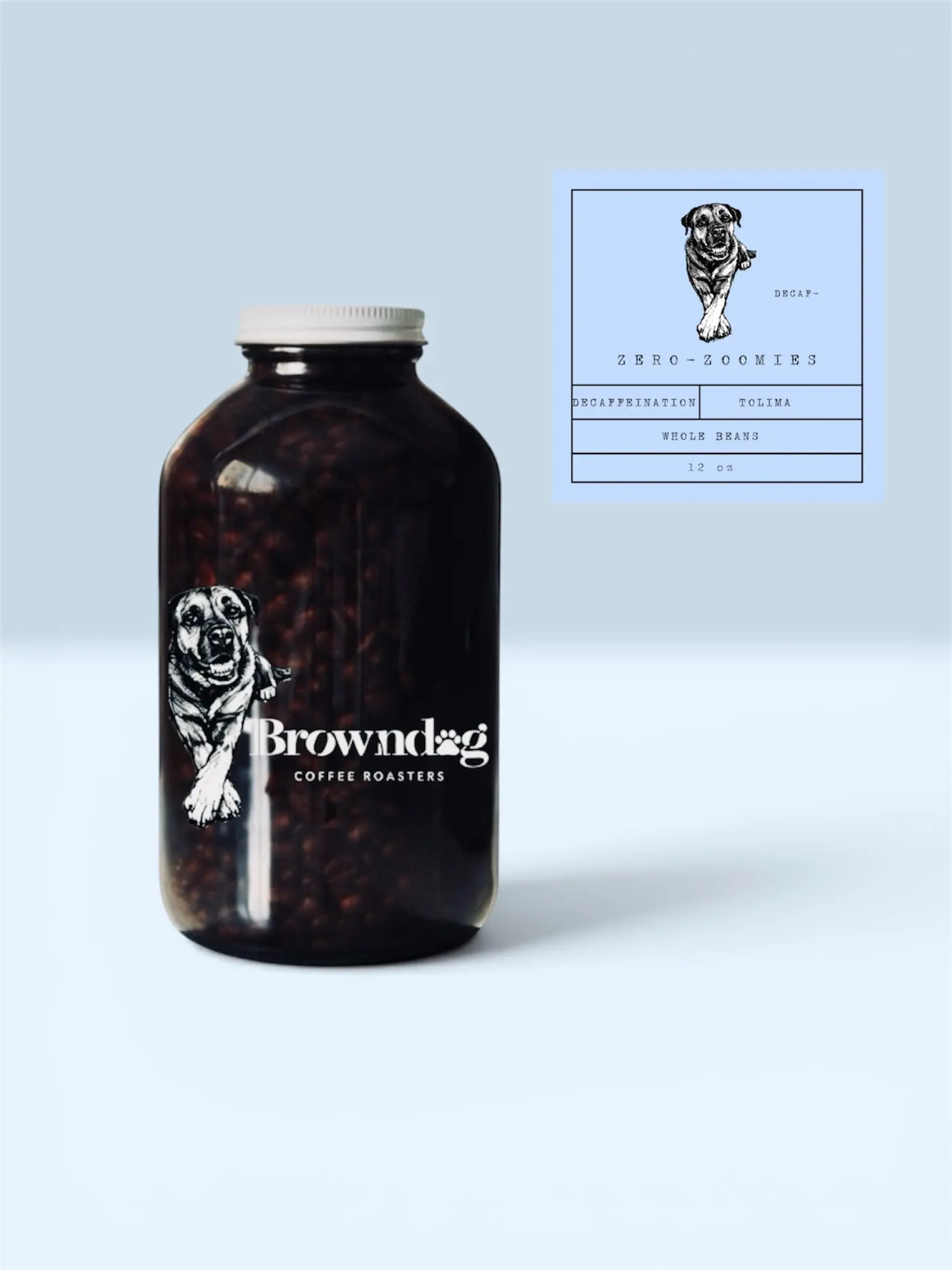 Browndog Coffee Roasters Decaf Colombia 0 Zoomies Coffee - Premium Decaffeinated Beverage, Ideal for Pairing with Chocolate Treats