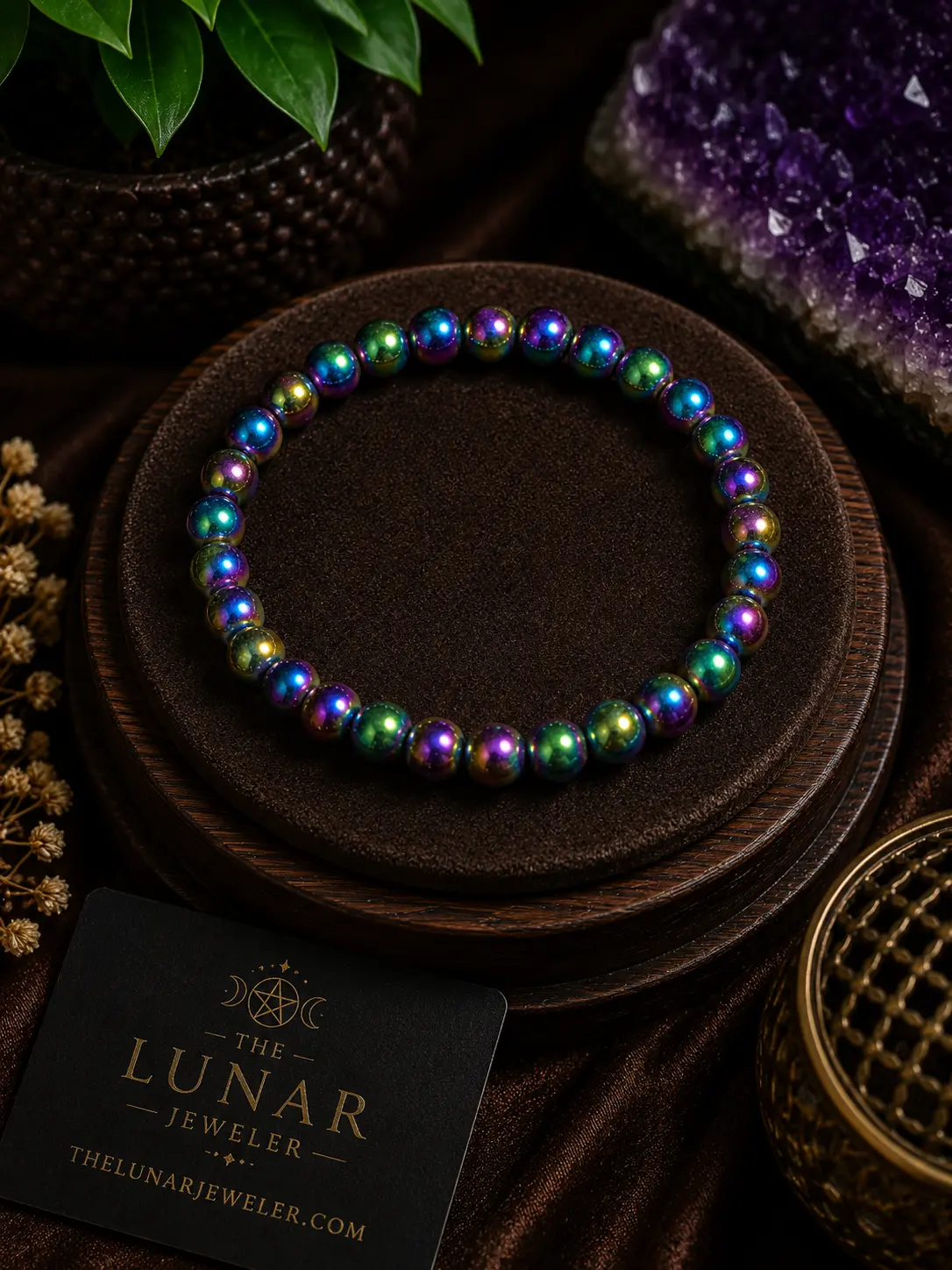 Rainbow Hematite Bracelet – 7.5" Elastic Bracelet