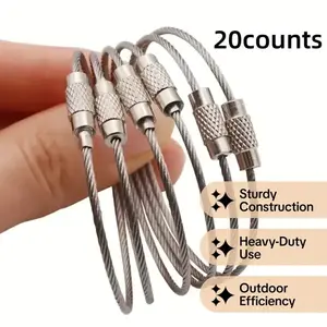 20 Stainless Steel Keychain Rings, Metal Keychains, Outdoor Camping Large Keyring Holder, Multifunctional Key Chain Accessories, Sturdy Construction, Outdoor Efficiency