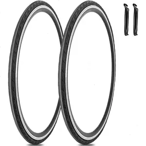 2 Pack 700C Road Bike Tires 700 x 25C 25-622 Folding Replacement Road Bike Tire for City Commuter Road Pavement Garden Trail Bike Tires
