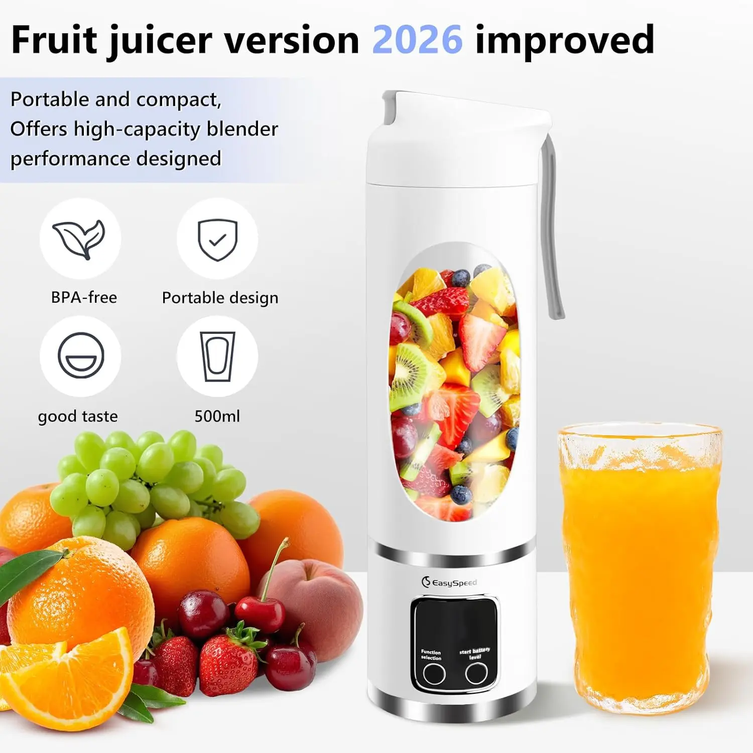 Best Mini Juicer Blender – 2-in-1 Ice Crusher & Smoothie Maker, USB Rechargeable Portable Vegetable Blender Cup for Juice, Protein Shakes, Baby Food, Home Office