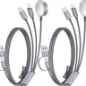 2-Pack Aluminium Alloy Portable 3-in-1 Multi-Charging Cable Adapter - USB A/Type C/Lightning, Magnetic Electronic Charger for Travel, Home Use with Mobile, iPhone 17-11, Xbox Series X&S, Headset, Smartwatch