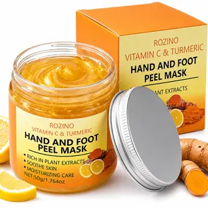 Vitamin C & Turmeric Peel-off Mask, Deep Moisturizing Hand & Foot Mask, Brightening & Hydrating Hand & Foot Care Mask for Women & Men, Foot Exfoliating Mask