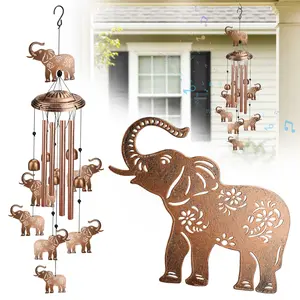 Outdoor Elephant Wind Chimes, Hanging Durable Wind Bells with Hook, Vintage Elephant Decor for Gardens, Yards, and Patios