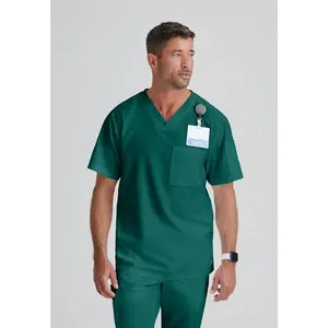 Grey's Anatomy by Barco Classic- Men's Evan 2-Pocket V-Neck Scrub Top X Large Hunter Green.