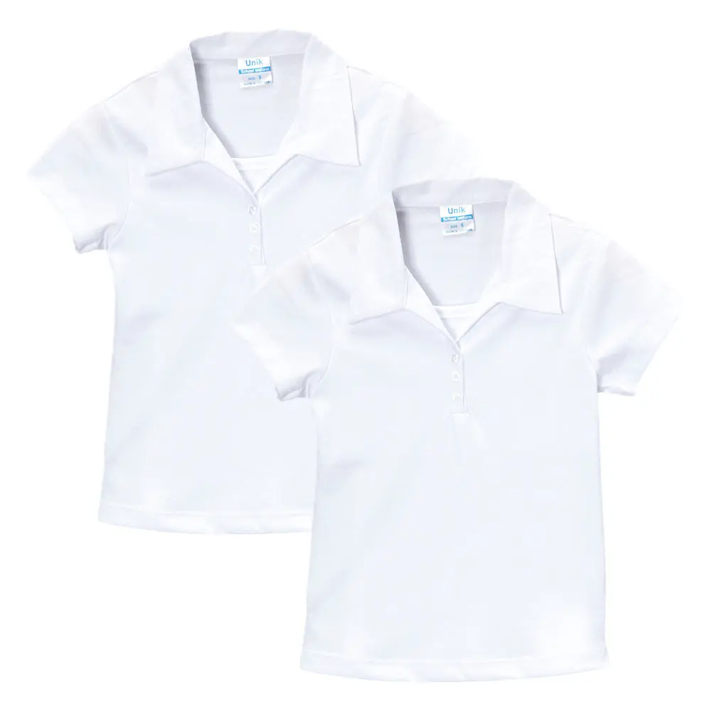 UNIK Girl's School Uniform Shirt Top - Uniform Blouse, Triple Buttons, White, 5-18 Size Range, 2-Pack, School Wear, GSU02, Uniformblouse
