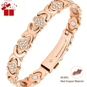 TimelessHalo  Copper Bracelets for Women, Ultra Strength Magnetic Bracelet with 3800 Gauss Magnets & Sparkling Cubic Zirconia, Adjustable,charm bracelet Rhinestone Decorated Bangle threadtonic9 copper energy magnet relaxation