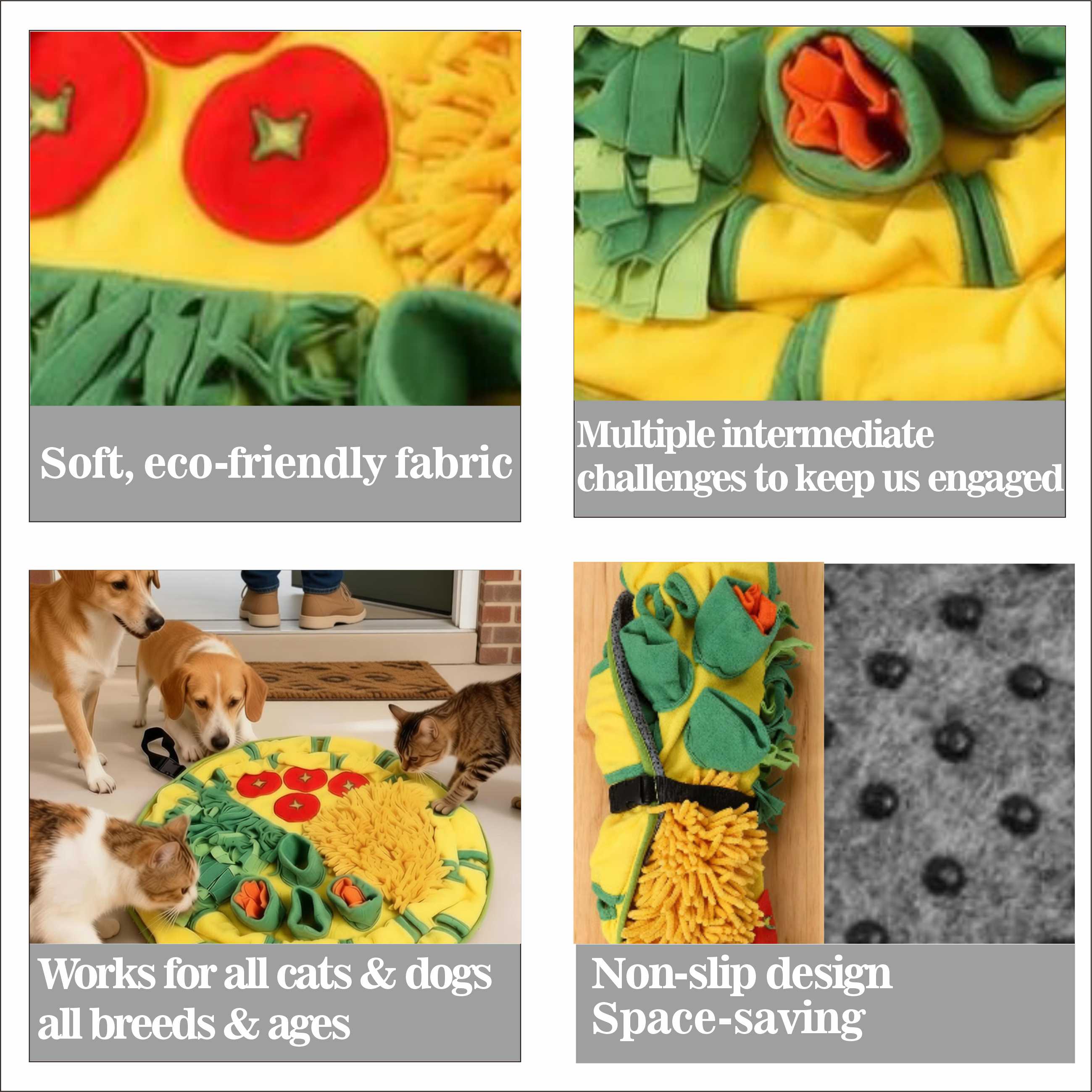 Pizza Snuffle Mat for Dogs & Cats - Intermediate Sniffing Challenge to Stop Separation Anxiety - All-Breed All-Life-Stage Interactive Pet Toy - Easter Gifts for High-Energy Pets