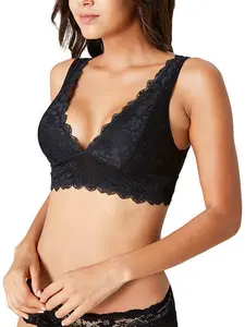 Deep V Lace Seamless Tank Top Bra, Detachable Pads No Underwire, Comfortable and Stylish Women's Innerwear, Perfect for Everyday Wear