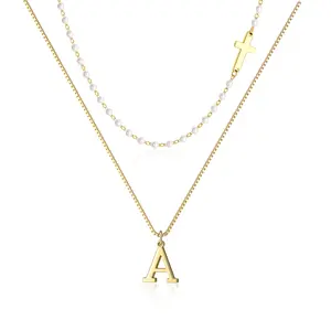 Dearmay initial Letter necklace For Women, Dainty Gold Letter Necklace Tiny A-Z Pendant Choker Necklace Trendy Cute Personalized MonogramName Necklace Gold Jewelry Necklace for Teen Girls&Mother Gift Greenish Spring